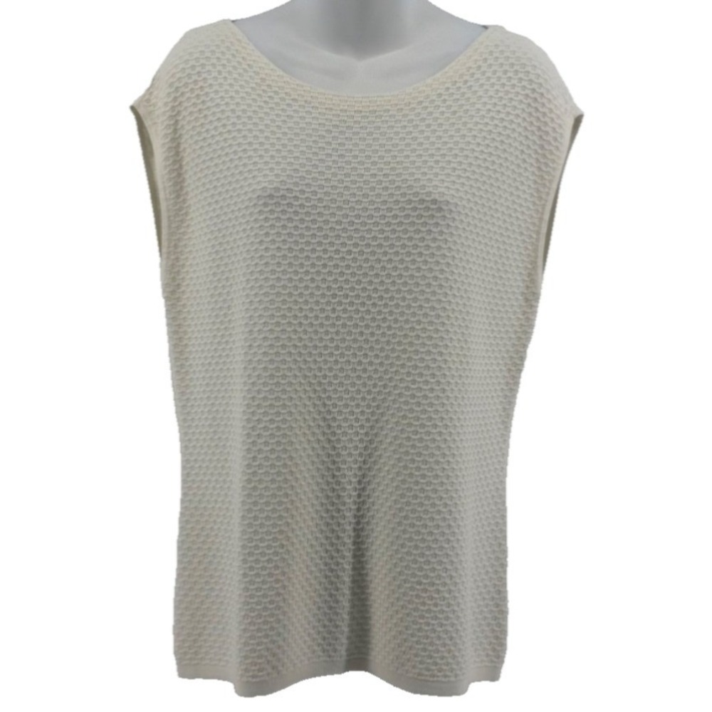 Talbots Textured Knit Sleeveless Top Women's Cream Ivory Keyhole Back Small